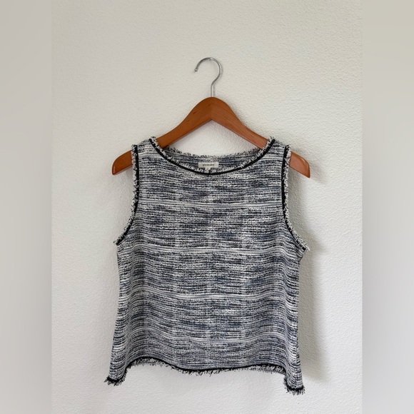 Max Studio Blue and White Tweed Sleeveless Top Women’s Size Large - Picture 4 of 5